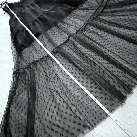 NWOT Lulus Romantic Spot Black Polka Dot Mesh Tiered Midi Dress - Picture 8 of 8